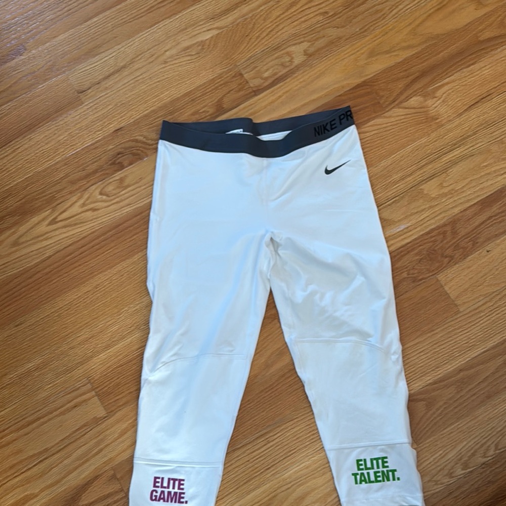 Nike White Leggings Moisture-Wicking Athletic Wear EYBL compression pants new